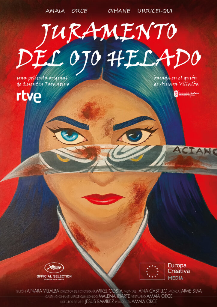 Cartel de cine "Juramento del ojo Helado", acrílico sobre papel