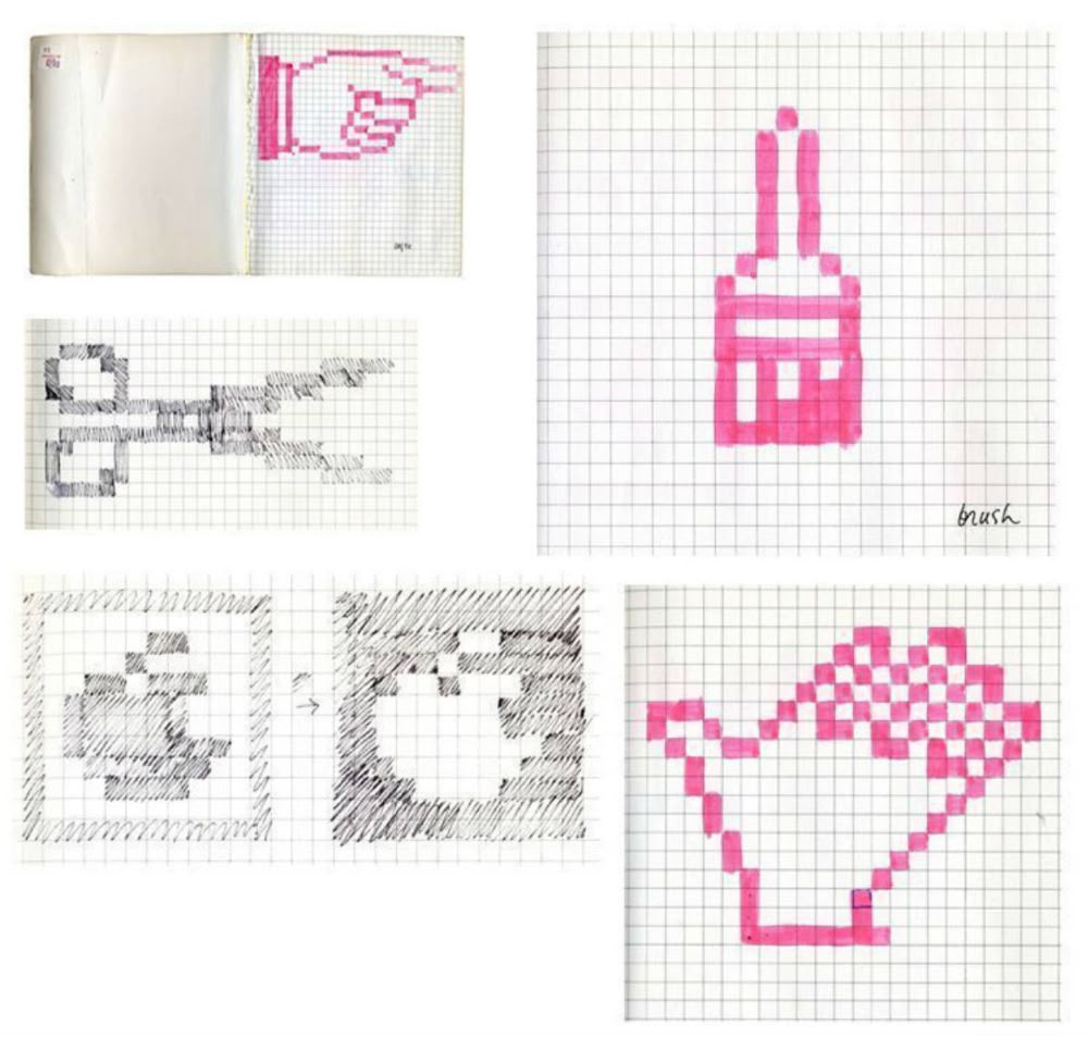 Bocetos de los iconos de Susan Kare para ordenador